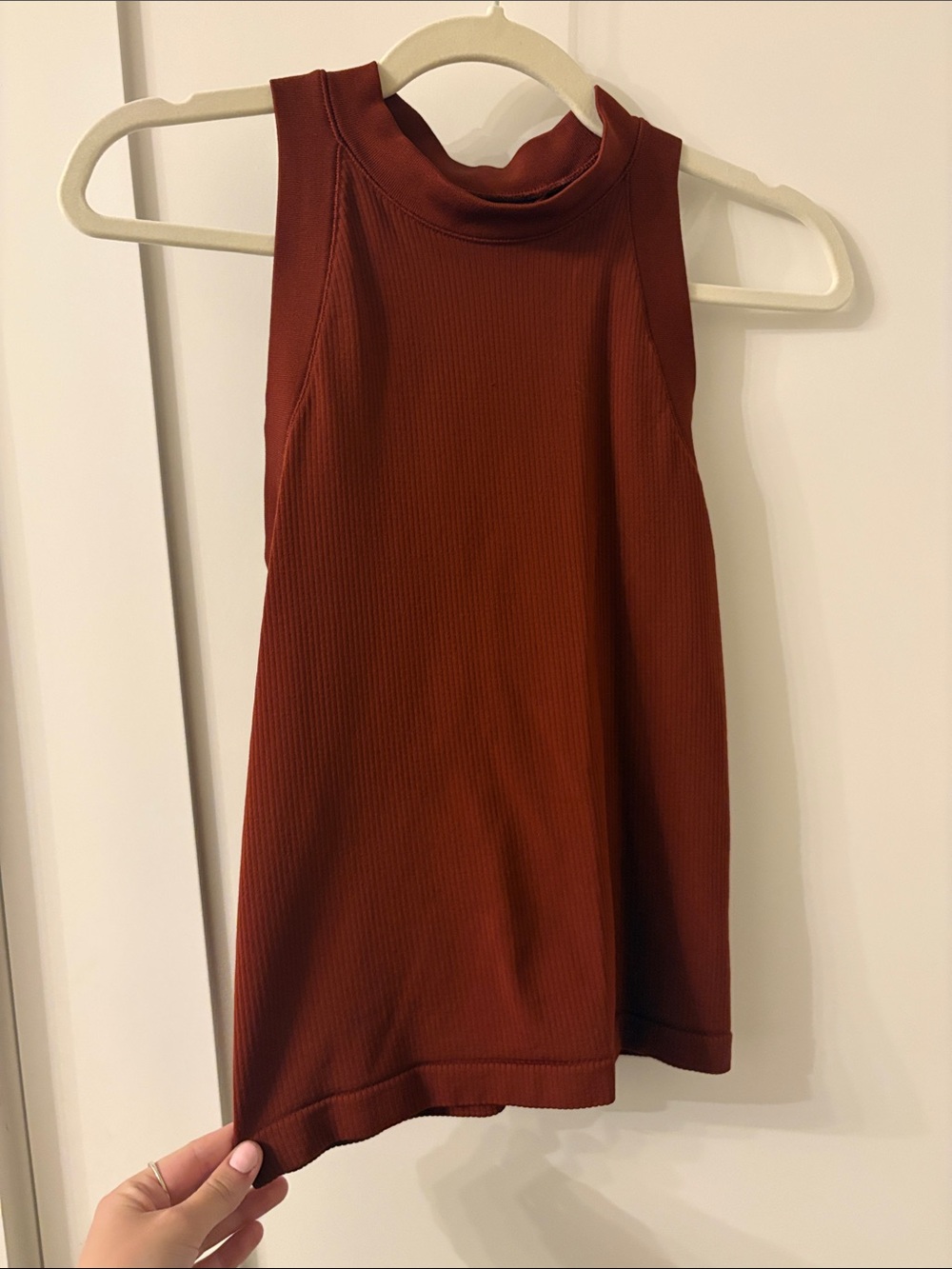 Athleta Ribbed Mock Neck Tank - Rust Brown
